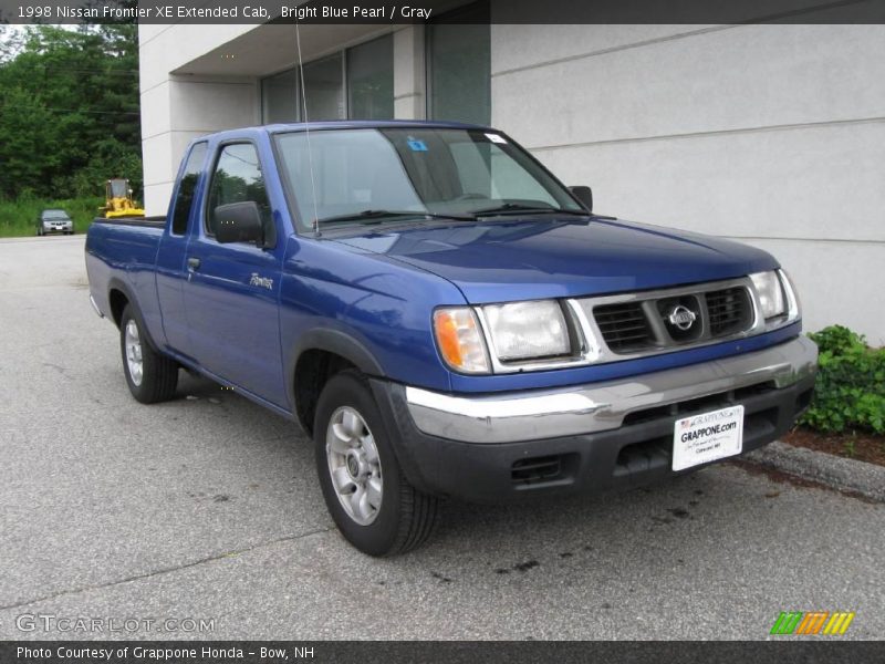 Bright Blue Pearl / Gray 1998 Nissan Frontier XE Extended Cab
