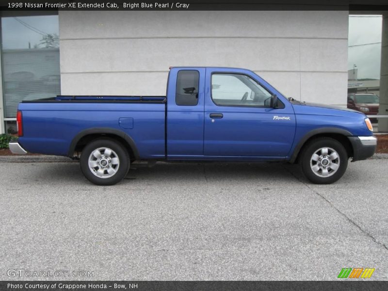 Bright Blue Pearl / Gray 1998 Nissan Frontier XE Extended Cab