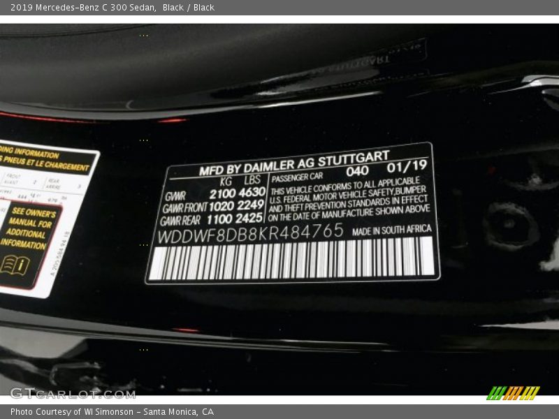 Black / Black 2019 Mercedes-Benz C 300 Sedan