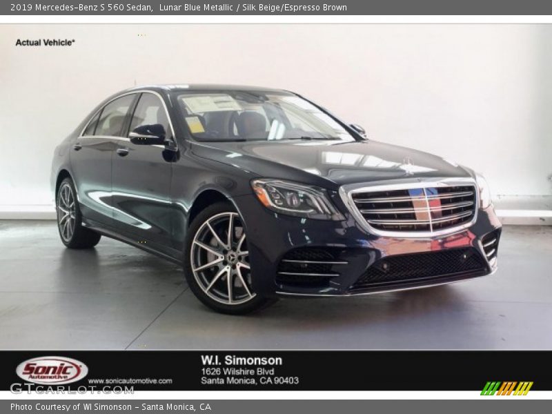 Lunar Blue Metallic / Silk Beige/Espresso Brown 2019 Mercedes-Benz S 560 Sedan