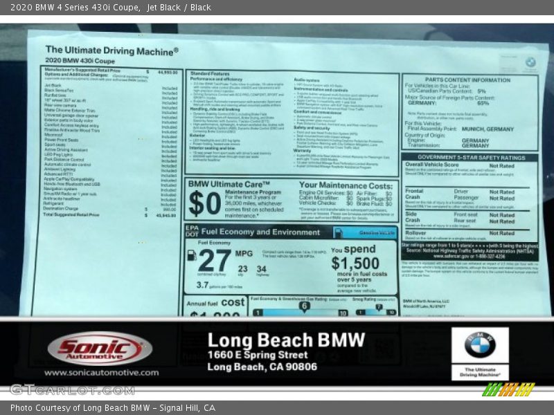 Jet Black / Black 2020 BMW 4 Series 430i Coupe