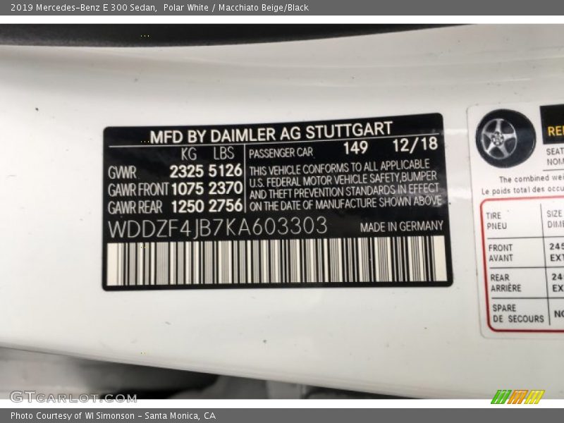 Polar White / Macchiato Beige/Black 2019 Mercedes-Benz E 300 Sedan