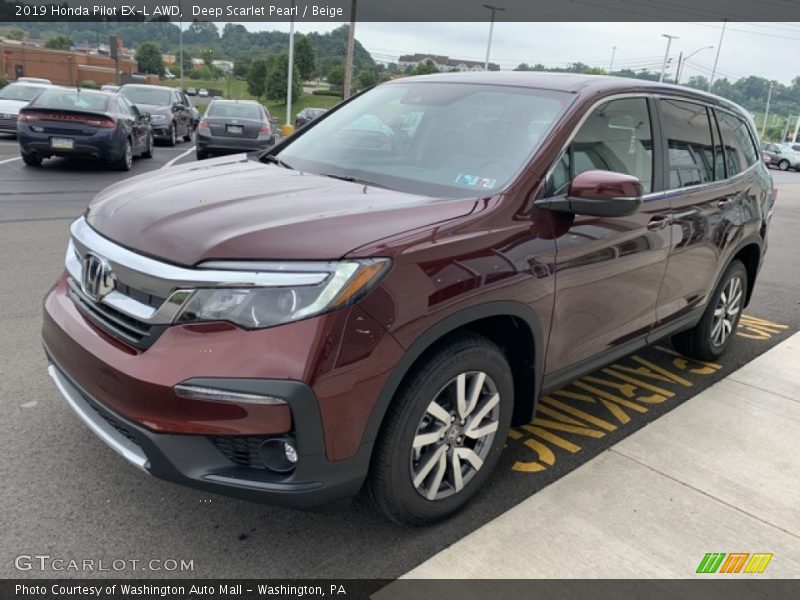 Deep Scarlet Pearl / Beige 2019 Honda Pilot EX-L AWD