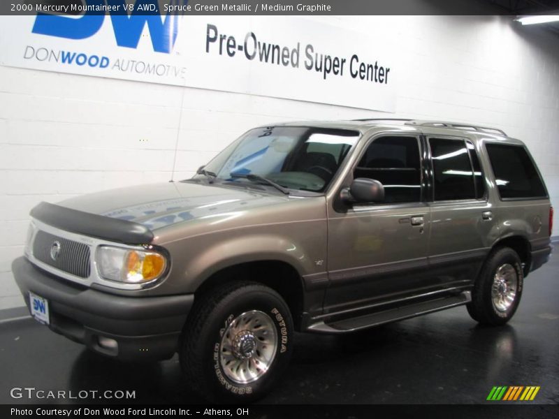 Spruce Green Metallic / Medium Graphite 2000 Mercury Mountaineer V8 AWD