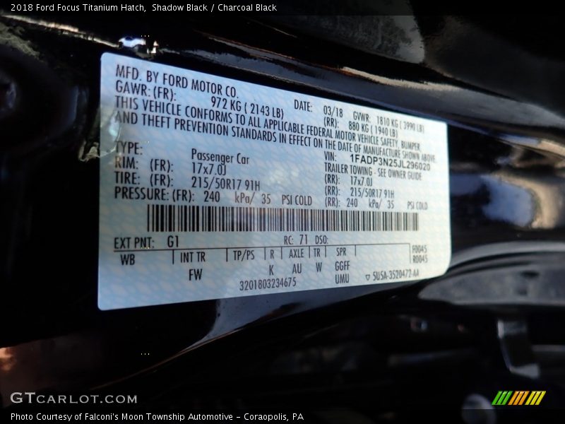 Shadow Black / Charcoal Black 2018 Ford Focus Titanium Hatch