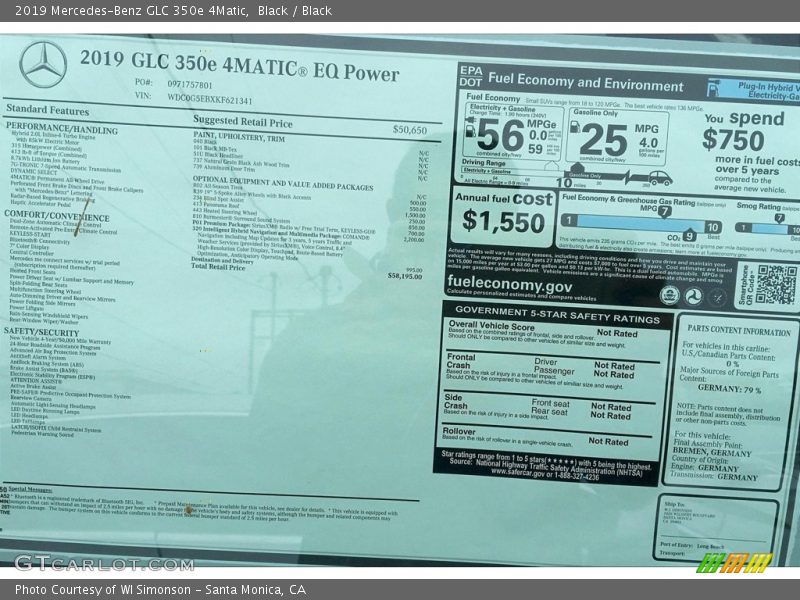 Black / Black 2019 Mercedes-Benz GLC 350e 4Matic