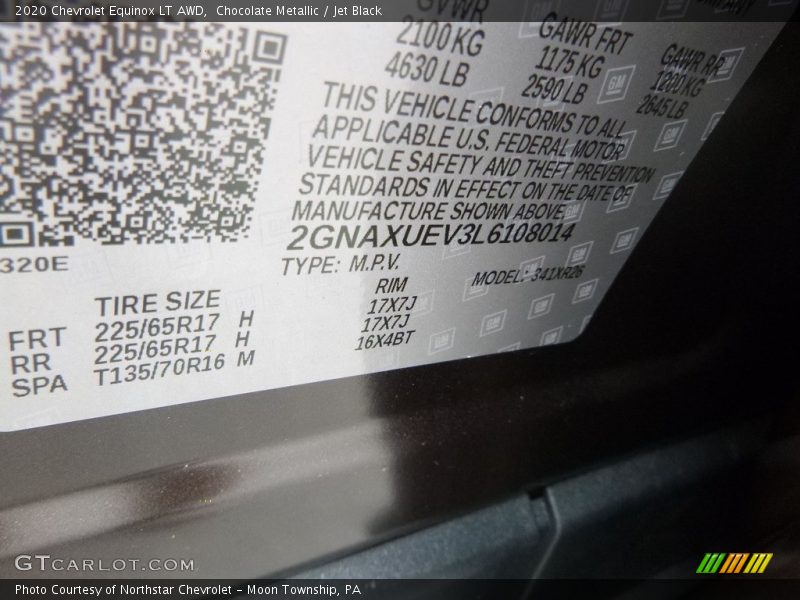 Chocolate Metallic / Jet Black 2020 Chevrolet Equinox LT AWD