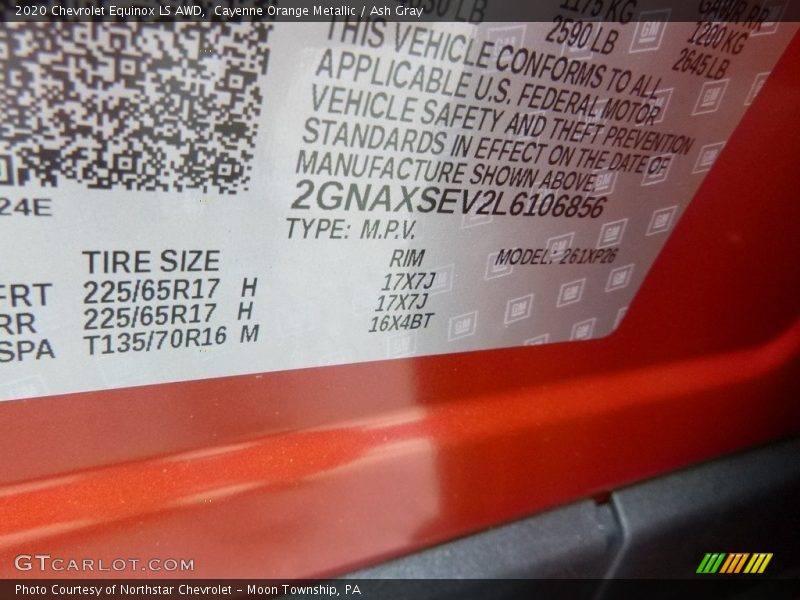 Cayenne Orange Metallic / Ash Gray 2020 Chevrolet Equinox LS AWD