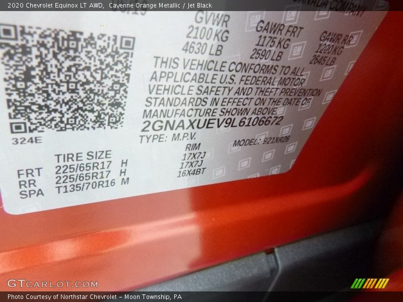 Cayenne Orange Metallic / Jet Black 2020 Chevrolet Equinox LT AWD