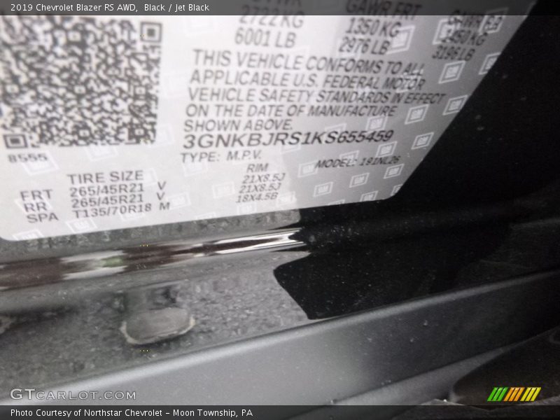 Black / Jet Black 2019 Chevrolet Blazer RS AWD