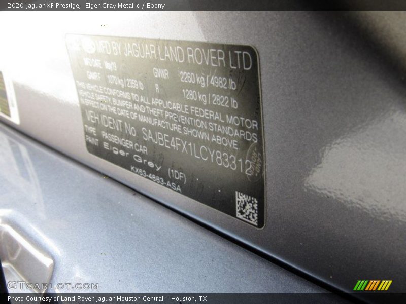 2020 XF Prestige Eiger Gray Metallic Color Code 1DF
