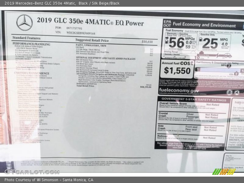 Black / Silk Beige/Black 2019 Mercedes-Benz GLC 350e 4Matic