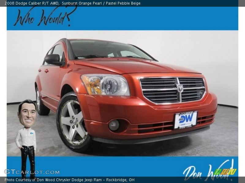 Sunburst Orange Pearl / Pastel Pebble Beige 2008 Dodge Caliber R/T AWD