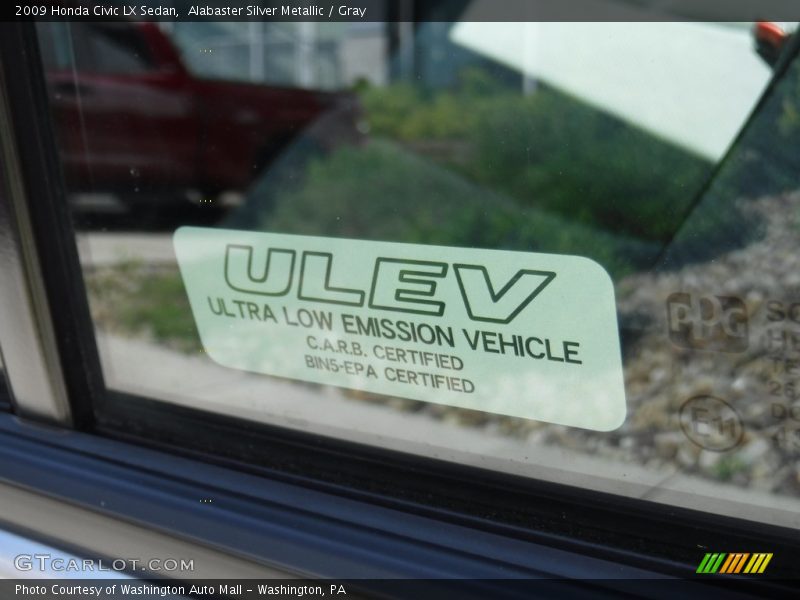 Alabaster Silver Metallic / Gray 2009 Honda Civic LX Sedan