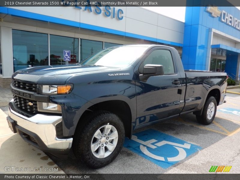Northsky Blue Metallic / Jet Black 2019 Chevrolet Silverado 1500 WT Regular Cab 4WD