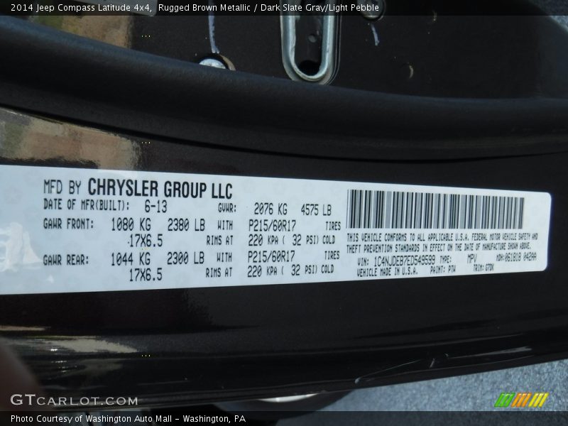 Rugged Brown Metallic / Dark Slate Gray/Light Pebble 2014 Jeep Compass Latitude 4x4