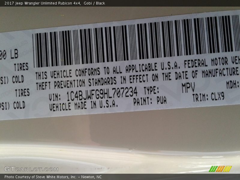 Gobi / Black 2017 Jeep Wrangler Unlimited Rubicon 4x4