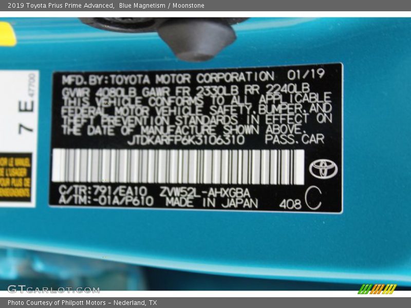 Blue Magnetism / Moonstone 2019 Toyota Prius Prime Advanced
