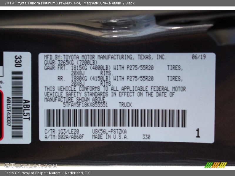 Magnetic Gray Metallic / Black 2019 Toyota Tundra Platinum CrewMax 4x4