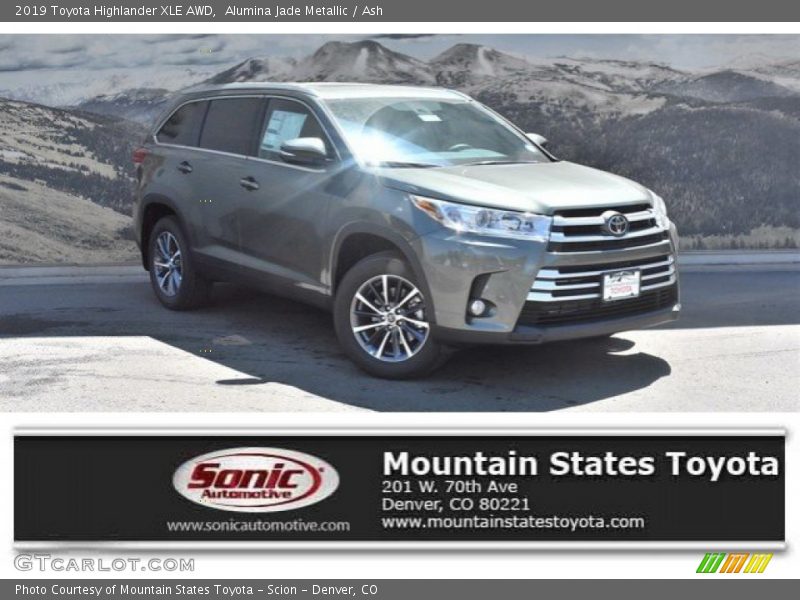 Alumina Jade Metallic / Ash 2019 Toyota Highlander XLE AWD