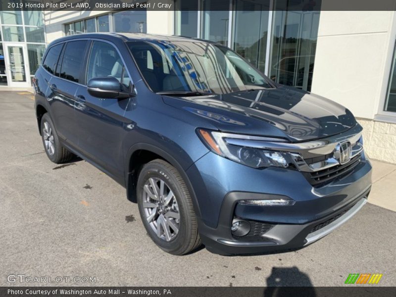 Obsidian Blue Pearl / Gray 2019 Honda Pilot EX-L AWD