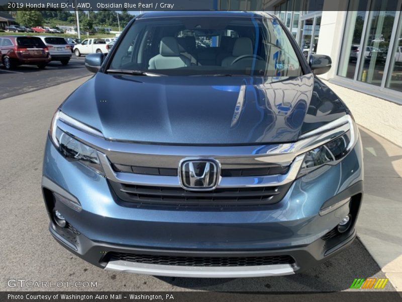 Obsidian Blue Pearl / Gray 2019 Honda Pilot EX-L AWD