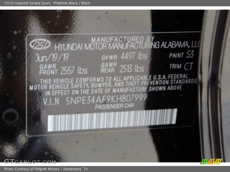 Phantom Black / Black 2019 Hyundai Sonata Sport