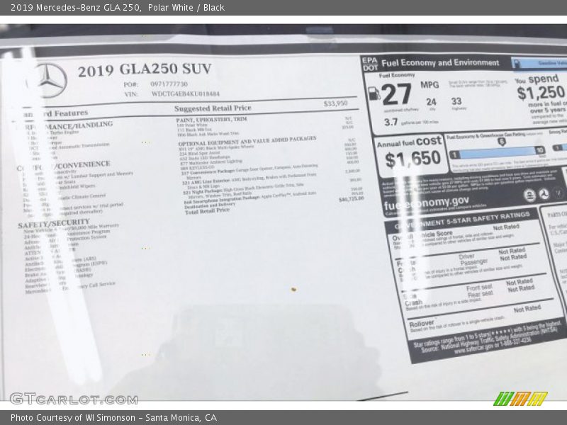 Polar White / Black 2019 Mercedes-Benz GLA 250