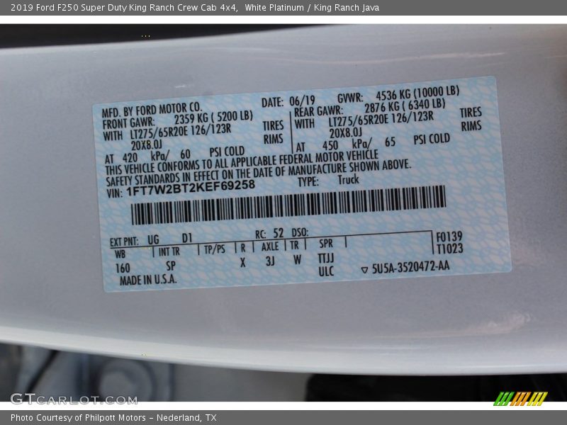 White Platinum / King Ranch Java 2019 Ford F250 Super Duty King Ranch Crew Cab 4x4