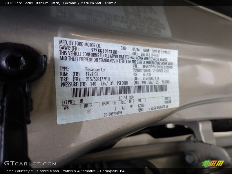 Tectonic / Medium Soft Ceramic 2016 Ford Focus Titanium Hatch