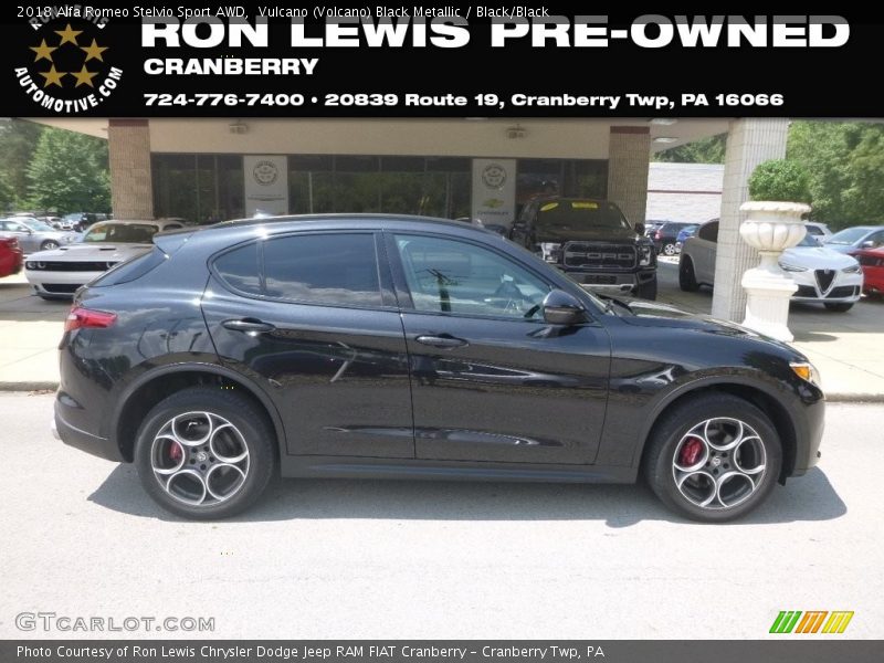 Vulcano (Volcano) Black Metallic / Black/Black 2018 Alfa Romeo Stelvio Sport AWD