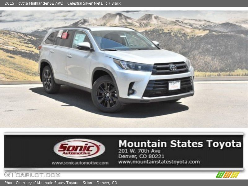 Celestial Silver Metallic / Black 2019 Toyota Highlander SE AWD