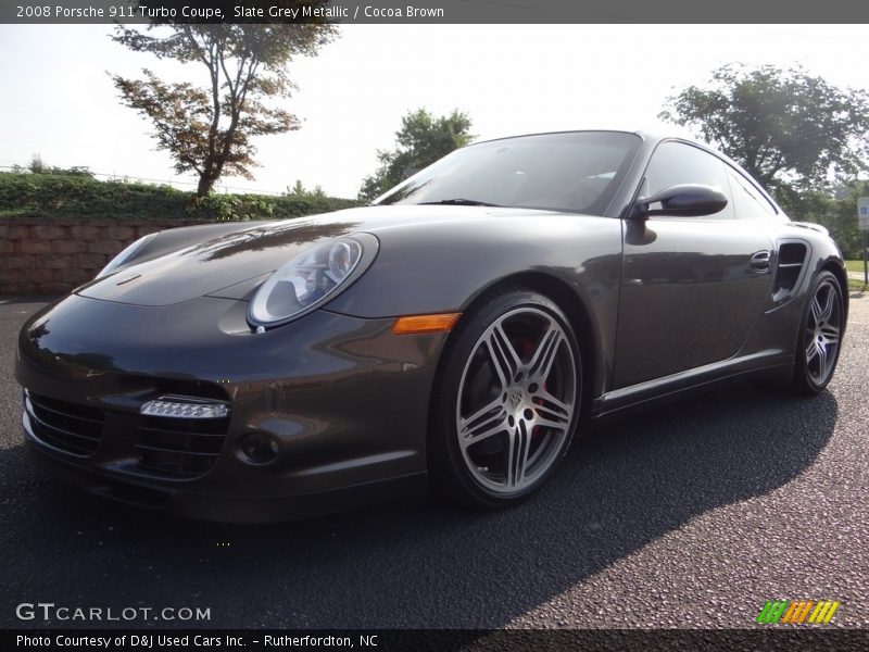 Slate Grey Metallic / Cocoa Brown 2008 Porsche 911 Turbo Coupe