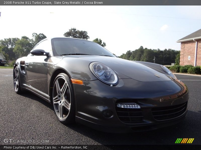 Slate Grey Metallic / Cocoa Brown 2008 Porsche 911 Turbo Coupe