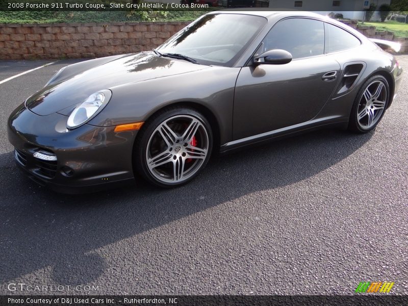 Slate Grey Metallic / Cocoa Brown 2008 Porsche 911 Turbo Coupe