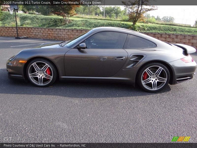 Slate Grey Metallic / Cocoa Brown 2008 Porsche 911 Turbo Coupe