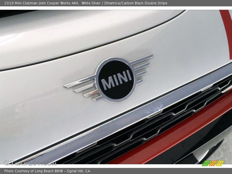 White Silver / Dinamica/Carbon Black Double Stripe 2019 Mini Clubman John Cooper Works All4