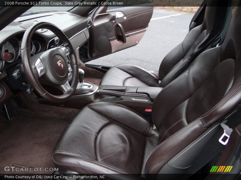 Slate Grey Metallic / Cocoa Brown 2008 Porsche 911 Turbo Coupe