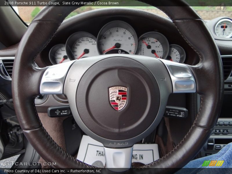 Slate Grey Metallic / Cocoa Brown 2008 Porsche 911 Turbo Coupe