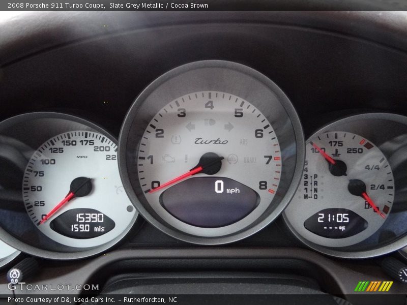 Slate Grey Metallic / Cocoa Brown 2008 Porsche 911 Turbo Coupe