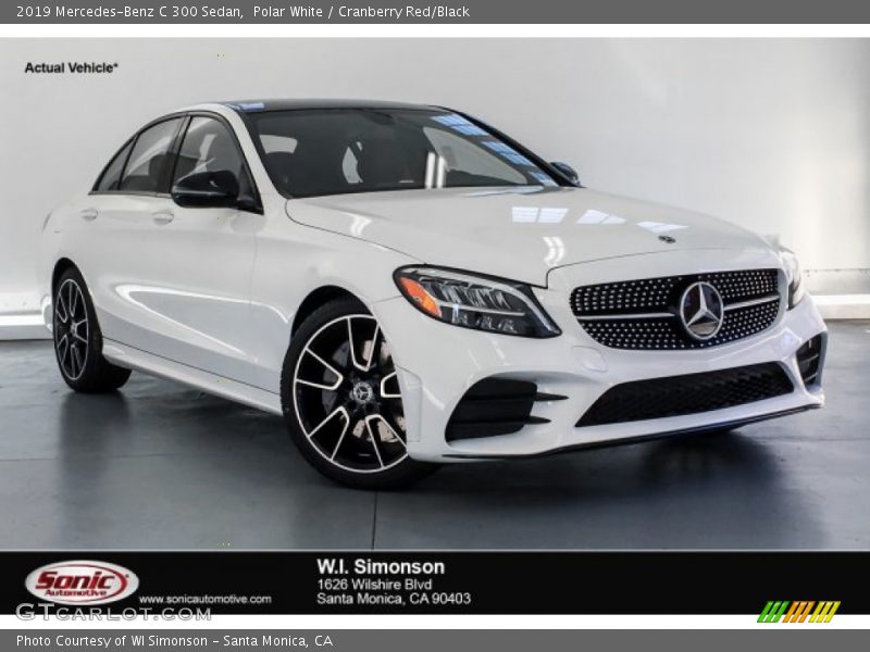 Polar White / Cranberry Red/Black 2019 Mercedes-Benz C 300 Sedan