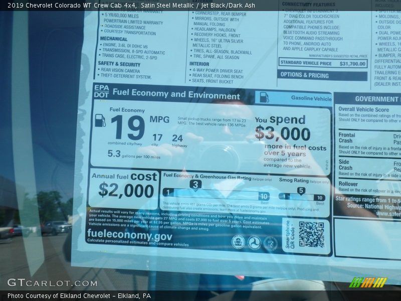 Satin Steel Metallic / Jet Black/Dark Ash 2019 Chevrolet Colorado WT Crew Cab 4x4