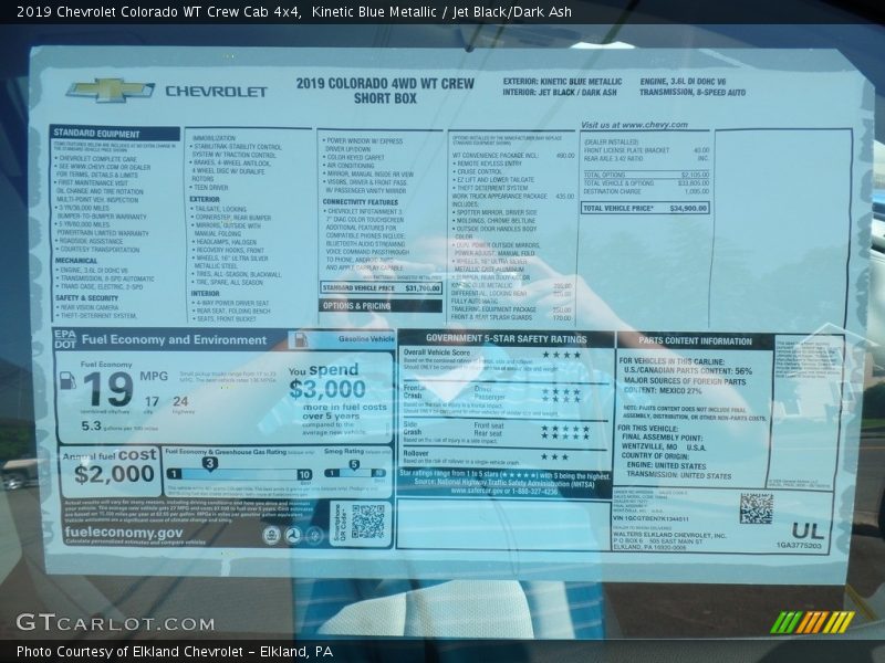 Kinetic Blue Metallic / Jet Black/Dark Ash 2019 Chevrolet Colorado WT Crew Cab 4x4