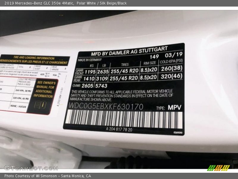 Polar White / Silk Beige/Black 2019 Mercedes-Benz GLC 350e 4Matic