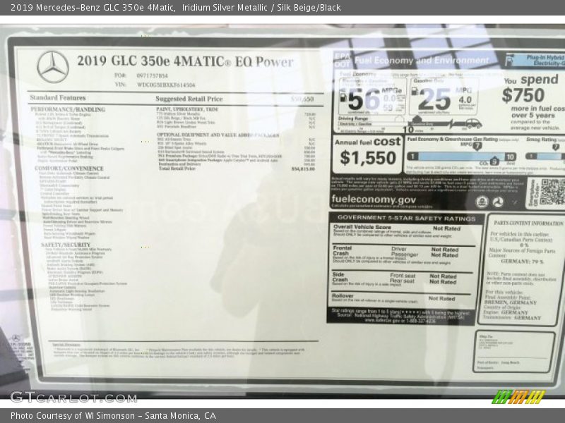 Iridium Silver Metallic / Silk Beige/Black 2019 Mercedes-Benz GLC 350e 4Matic