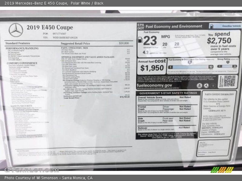 Polar White / Black 2019 Mercedes-Benz E 450 Coupe