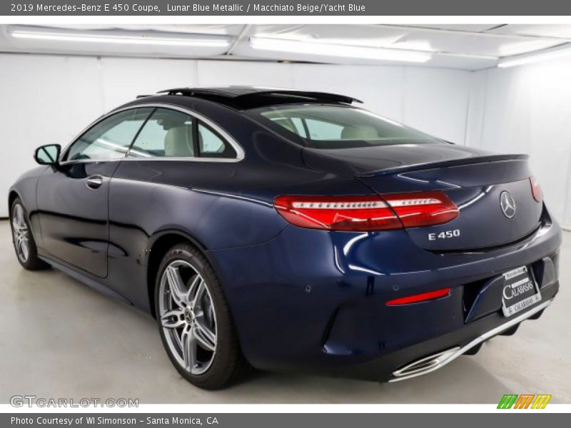 Lunar Blue Metallic / Macchiato Beige/Yacht Blue 2019 Mercedes-Benz E 450 Coupe