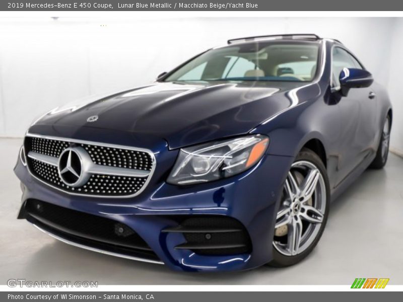 Lunar Blue Metallic / Macchiato Beige/Yacht Blue 2019 Mercedes-Benz E 450 Coupe