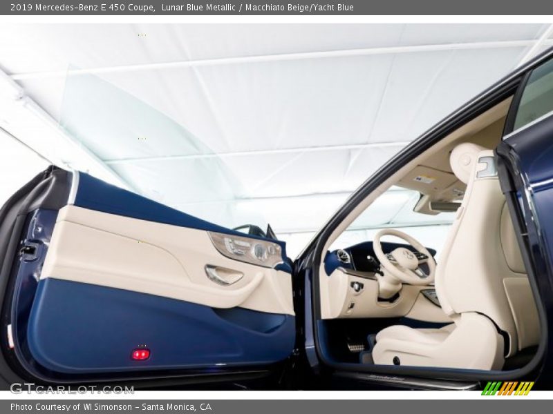 Lunar Blue Metallic / Macchiato Beige/Yacht Blue 2019 Mercedes-Benz E 450 Coupe