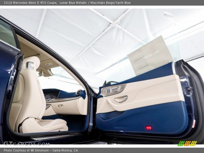 Lunar Blue Metallic / Macchiato Beige/Yacht Blue 2019 Mercedes-Benz E 450 Coupe